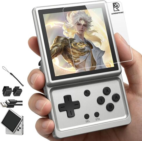 RG Rotate Retro Handheld Game Console, 3.5" Swivel Screen Android Portable Player, Unisoc T618 Chip 3GB+32GB, 2000mAh Battery, Aluminum Alloy Body (RG Rotate-Aurora Silver-NEW) in Saudi Arabia