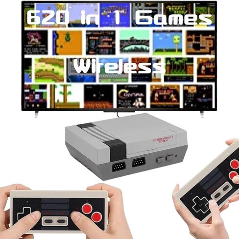 Retro Gaming Console, Retro Game System, Built-in Classic Video Games, Plug & Play Game Console for TV with AV Output and 2 Wireless Controllers (Gray) in Saudi Arabia