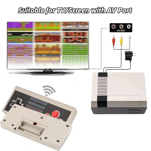 Retro Gaming Console, Retro Game System, Built-in Classic Video Games, Plug & Play Game Console for TV with AV Output and 2 Wireless Controllers (Gray) in Saudi Arabia