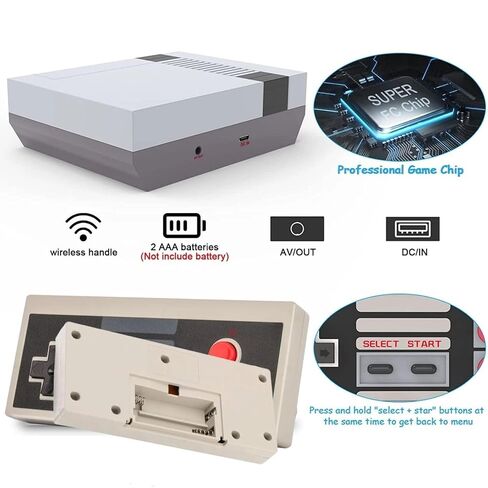 Retro Gaming Console, Retro Game System, Built-in Classic Video Games, Plug & Play Game Console for TV with AV Output and 2 Wireless Controllers (Gray) in Saudi Arabia