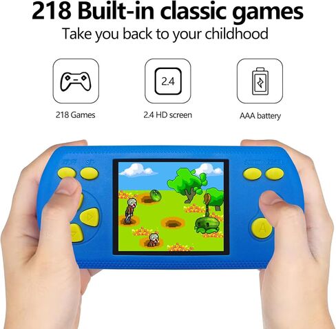 16-bit Handheld Game Console for Adults, 2.4'' HD Screen, 218 Classic Retro Video Games, Mini Arcade Electronic Toy Gifts for Birthday Gift, Needs AAA Batteries 3 Packs (Blue2) in Saudi Arabia
