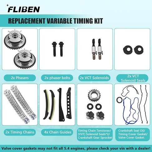 4L3Z-6306-A 24pc Phaser Repair Kit with VCT Solenoids & Valve Cover Gaskets Replacement for Ford 5.4L 3V Engine,4L3Z6306A in Kuwait