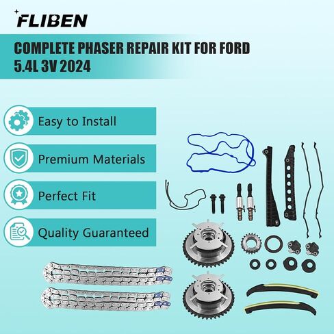 4L3Z-6306-A 24pc Phaser Repair Kit with VCT Solenoids & Valve Cover Gaskets Replacement for Ford 5.4L 3V Engine,4L3Z6306A in Kuwait
