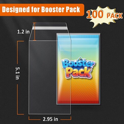 Booster Pack Sleeves, Booster Pack Protector Team Bags, Cards Sleeves for Trading Cards, Ultra Protection for Pro Collector- 100Pack in Kuwait