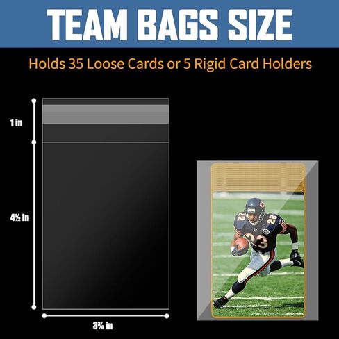 500ct Resealable Team Bags for Trading Cards, Acid-Free Clear Card Bags, Holds 35 Loose Cards or 5 Rigid Card Holders, Archival Quality, Fit for Graded Card Protection in Saudi Arabia