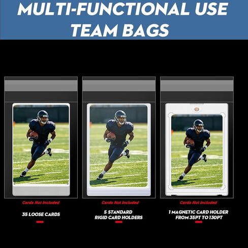 500ct Resealable Team Bags for Trading Cards, Acid-Free Clear Card Bags, Holds 35 Loose Cards or 5 Rigid Card Holders, Archival Quality, Fit for Graded Card Protection in Saudi Arabia