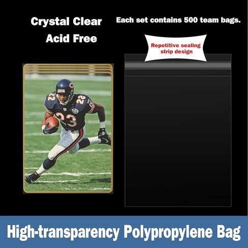 500ct Resealable Team Bags for Trading Cards, Acid-Free Clear Card Bags, Holds 35 Loose Cards or 5 Rigid Card Holders, Archival Quality, Fit for Graded Card Protection in Saudi Arabia