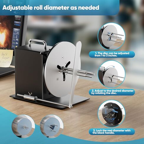 Automatic Label Rewinder,1"-3"Adjustable Core Holder,Stepless TransmissionLabel Rewinding Machine,Synchronize Stop with Printer,Two-Way Rewinding 185mm Label Roller for Commercial & Industrial Use in Saudi Arabia