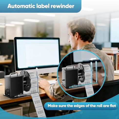 Automatic Label Rewinder,1"-3"Adjustable Core Holder,Stepless TransmissionLabel Rewinding Machine,Synchronize Stop with Printer,Two-Way Rewinding 185mm Label Roller for Commercial & Industrial Use in Saudi Arabia