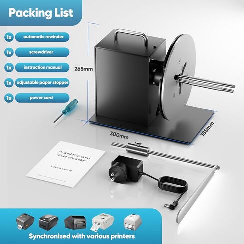 Automatic Label Rewinder,1"-3"Adjustable Core Holder,Stepless TransmissionLabel Rewinding Machine,Synchronize Stop with Printer,Two-Way Rewinding 185mm Label Roller for Commercial & Industrial Use in Saudi Arabia