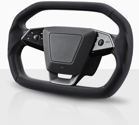 غطاء عجلة القيادة لشاحنة Cybertruck 2023-Present غطاء عجلة القيادة الجلدية لشاحنة Tesla Cybertruck ملحقات عجلة قيادة السيارة (أسود مثقوب) in Kuwait