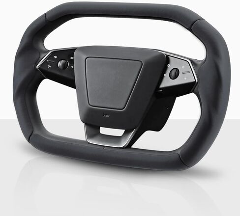 غطاء عجلة القيادة لشاحنة Cybertruck 2023-Present غطاء عجلة القيادة الجلدية لشاحنة Tesla Cybertruck ملحقات عجلة قيادة السيارة (أسود مثقوب) in Kuwait