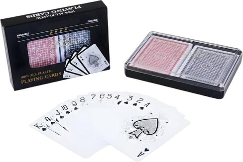 مجموعة أوراق لعب Bexter 2 Decks Royal Bridge بحجم 100% من البلاستيك مع حقيبة تخزين بلاستيكية، مقاومة للماء ومتينة، بطاقات على شكل كازينو للجسر والرومي والبوكر in Kuwait