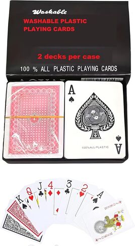 مجموعة أوراق لعب Bexter 2 Decks Royal Bridge بحجم 100% من البلاستيك مع حقيبة تخزين بلاستيكية، مقاومة للماء ومتينة، بطاقات على شكل كازينو للجسر والرومي والبوكر in Kuwait