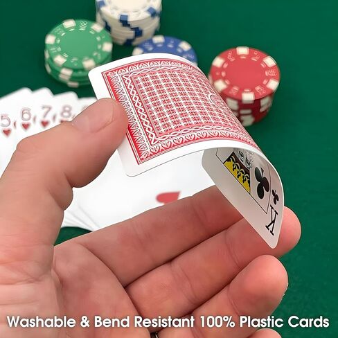 مجموعة أوراق لعب Bexter 2 Decks Royal Bridge بحجم 100% من البلاستيك مع حقيبة تخزين بلاستيكية، مقاومة للماء ومتينة، بطاقات على شكل كازينو للجسر والرومي والبوكر in Kuwait