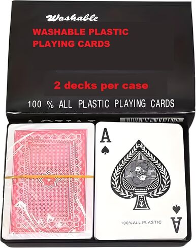 مجموعة أوراق لعب Bexter 2 Decks Royal Bridge بحجم 100% من البلاستيك مع حقيبة تخزين بلاستيكية، مقاومة للماء ومتينة، بطاقات على شكل كازينو للجسر والرومي والبوكر in Kuwait