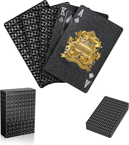Black Waterproof Playing Cards, Premium Plastic Poker Cards Deck, Durable PVC Flexible Card Set for Poker Night, Camping, Travel, Pool, Party & Table Games in Saudi Arabia
