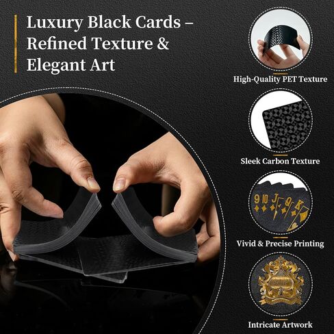Black Waterproof Playing Cards, Premium Plastic Poker Cards Deck, Durable PVC Flexible Card Set for Poker Night, Camping, Travel, Pool, Party & Table Games in Saudi Arabia