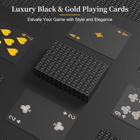 Black Waterproof Playing Cards, Premium Plastic Poker Cards Deck, Durable PVC Flexible Card Set for Poker Night, Camping, Travel, Pool, Party & Table Games in Saudi Arabia