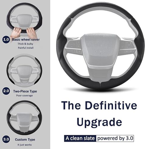 Leather Steering Wheel Cover for Toyota Highlander 2020-2026 & Sienna 2021-2026, Customized 3-Piece Snap-On Car Steering Wheel Cover for Toyota (Black Hole) in Kuwait