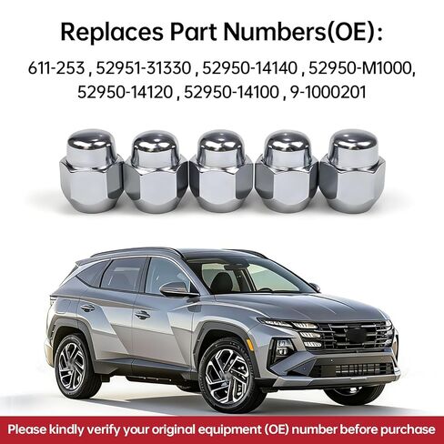 10 Pack 52950-14140 Wheel Lug Nut - M12×1.5 Thread 21mm Hex, Corrosion Resistant Replacement for Hyundai Santa Fe Sonata Elantra Tucson Tiburon, Kia Forte Optima Sorento Soul in Saudi Arabia