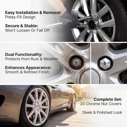 20-Pack 19mm (3/4 inch) Wheel Nut Covers, Durable Wheel Lug Nut Caps, Universal Hub Covers with Removal Tool for Car and Truck (Black) in Saudi Arabia