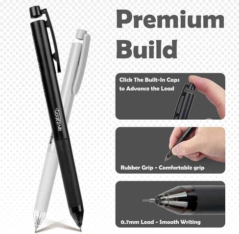 Mechanical Pencil Set 8PCS，Medium Point (0.7mm),Unique Levitation Design of Pen Cap Mechanical Pencils-Back to School Essentials, Note-Taking, Teacher Supplies, Office Supplies, 4 Black+4 Grey in Saudi Arabia