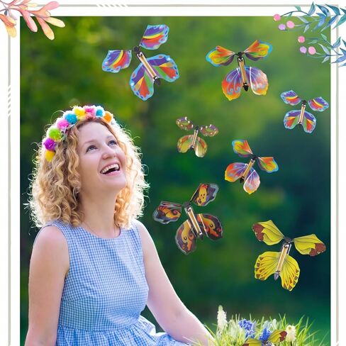 15 Pcs Flying Butterfly Card Surprise Wind Up Butterfly Magic Flying Butterfly Flying Fairy Toys Rubber Band Powered Funny Surprise Gift for Christmas Birthday Party Playing(Vivid Style) in Saudi Arabia