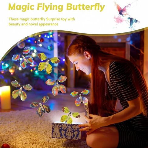 15 Pcs Flying Butterfly Card Surprise Wind Up Butterfly Magic Flying Butterfly Flying Fairy Toys Rubber Band Powered Funny Surprise Gift for Christmas Birthday Party Playing(Vivid Style) in Saudi Arabia