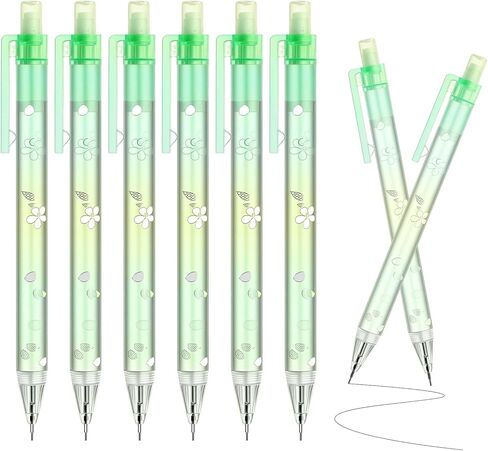 6Pcs Coquette Pink Cherry Blossom Mechanical Pencils Cute 0.5mm&0.7mm Mechanical Pencil Kawaii Pencils School Pencil for Students Women Office School Suppies in Kuwait