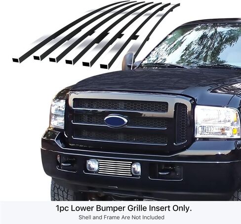 APS Compatible with Ford Excursion F-250 F-350 F-450 F-550 2005-2007 Lower Bumper Chrome Billet Front Grill Grille Insert S18-A65356F in Kuwait