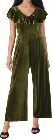 CIDER Cap Sleeve Velvet Jumpsuits for Women V Neck Wide Leg Long Pants Dressy Rompers Tie Waist Fall Overalls in Saudi Arabia