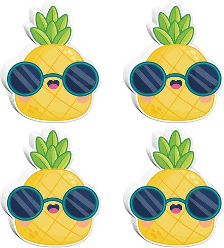 50 PCS Pineapple Cutouts for Bulletin Board Decorations, Cute Summer Pineapple with Sunglasses Paper Cut-Outs for School Classroom Office Teachers Summer Party Supplies Decor, 6 in in Kuwait