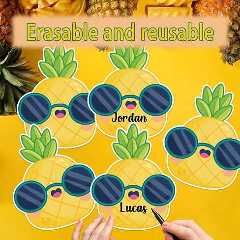 50 PCS Pineapple Cutouts for Bulletin Board Decorations, Cute Summer Pineapple with Sunglasses Paper Cut-Outs for School Classroom Office Teachers Summer Party Supplies Decor, 6 in in Kuwait