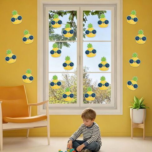 50 PCS Pineapple Cutouts for Bulletin Board Decorations, Cute Summer Pineapple with Sunglasses Paper Cut-Outs for School Classroom Office Teachers Summer Party Supplies Decor, 6 in in Kuwait