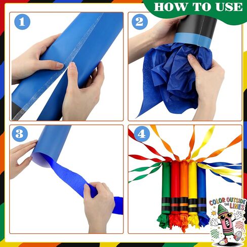 5 Sets Rainbow Crayon Classroom Decor Crayon Paper Chain Garland Crepe Streamers Preschool Kindergarten Classroom DIY Crafts Hanging Decor for Back to School Daycare Playroom in Kuwait
