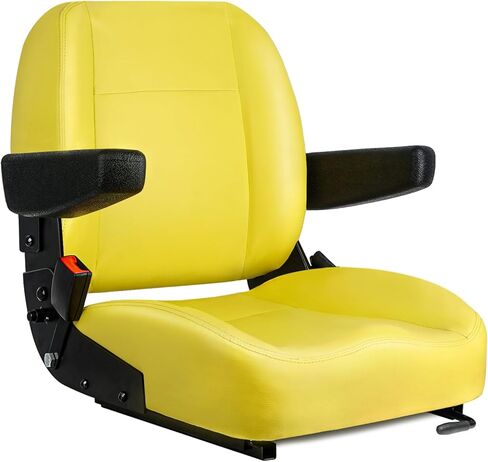 Universal Yellow Tractor Seat,Replacement Zero Turn Mower Seat with Adjustable Armrest, Safety Belt & Micro Switch fits John Deere, Skid Steer, Riding Equipment,Telehandler, Dozer in Kuwait