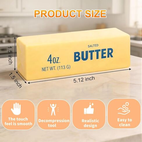 Butter Squishy, Butter Slow Rising Squishy, Butter Stick Squeeze Balls for Stress Relief, Soft Pressure Sensory for Adults, Squeeze Toys (1Pc, Butter Stick) in Kuwait