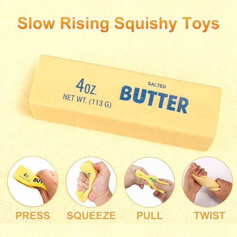 Butter Squishy, Butter Slow Rising Squishy, Butter Stick Squeeze Balls for Stress Relief, Soft Pressure Sensory for Adults, Squeeze Toys (1Pc, Butter Stick) in Kuwait