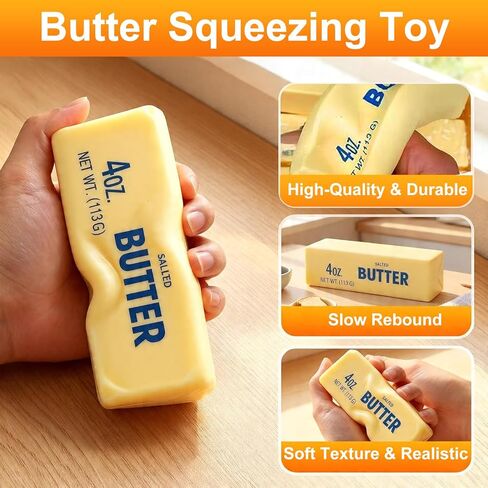 Butter Squishy, Butter Slow Rising Squishy, Butter Stick Squeeze Balls for Stress Relief, Soft Pressure Sensory for Adults, Squeeze Toys (1Pc, Butter Stick) in Kuwait