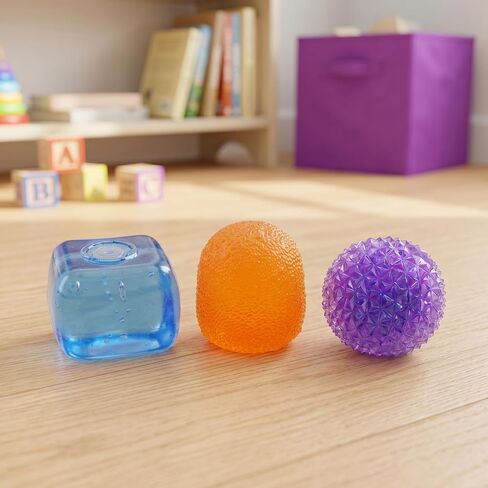 J’Adore 3 Pack Squishy Toys for Kids, Sensory Stress Relief Toys Set, Fun Cube, Gum Droppable & Spiky Orb, Soft Squeeze Fidget Toys for Toddlers Ages 3+, Party Favors & Gifts in Kuwait