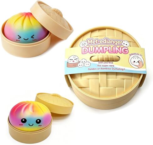 Colorful Dumpling Toy with Steamer Case, Funny Squeeze Dough Stress Ball, Realistic Steamed Bun Squeezing Toy for Fidget Sensory Anxiety Relief Calming Travel Accessory Gift in Saudi Arabia