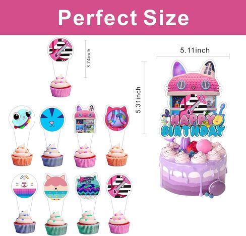 25pcs Cartoon G-B Birthday Decorations with 24pcs Cupcake Toppers, 1pcs Cake Topper for Birthday Party Supplies. in Saudi Arabia