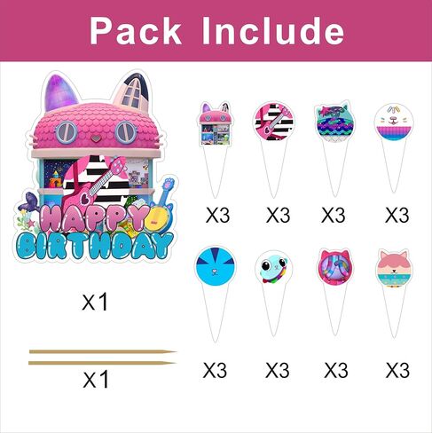 25pcs Cartoon G-B Birthday Decorations with 24pcs Cupcake Toppers, 1pcs Cake Topper for Birthday Party Supplies. in Saudi Arabia