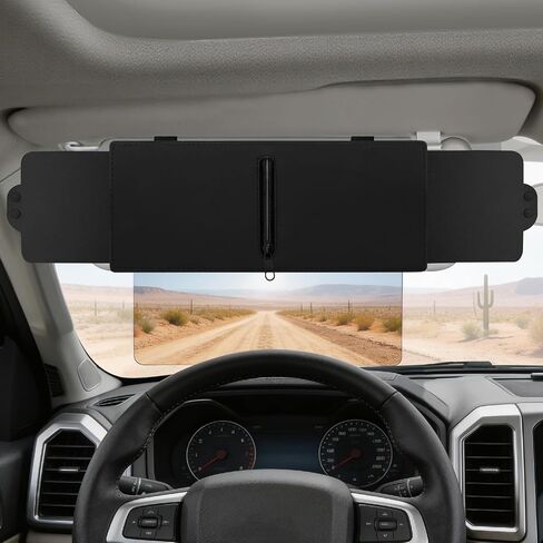Linkstyle Sun Visor Extender for Car, 3-Sided Expandable Anti-Glare Car Visor Extender, PU Leather Polarized Sun Blocker Extension with PC Lenses for UV Cars SUVs Vans Taxis in Kuwait