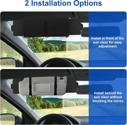 Linkstyle Sun Visor Extender for Car, 3-Sided Expandable Anti-Glare Car Visor Extender, PU Leather Polarized Sun Blocker Extension with PC Lenses for UV Cars SUVs Vans Taxis in Kuwait