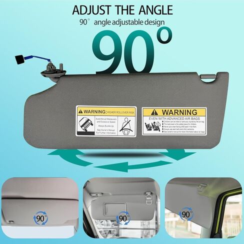 Gray Left Driver Side Sun Visor fit for Honda Pilot 2009 2010 2011 2012 2013 2014 2015 Replacement Sunshade 83280-SZA-A01ZA with Vanity Light/with Makeup Mirror in Saudi Arabia