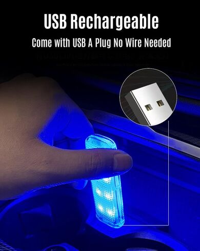 أضواء نيون داخلية للسيارة بـ 7 ألوان، ضوء LED قابل للشحن عبر USB للسيارات، ضوء قبة مغناطيسي، ضوء للقدمين للسيارات، إضاءة وحدة تحكم مركزية داخلية للتنفس RGB، قطعتان in Kuwait