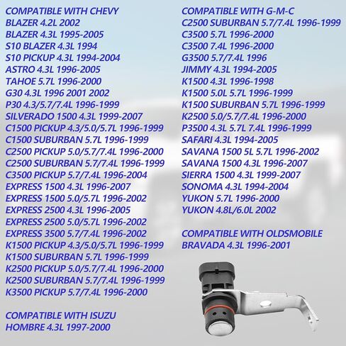 مستشعر موضع العمود المرفقي يستبدل 12596851 5S1695 لـ 1996-2005 Chevy S10 Blazer Silverado Express Astro، لـ 1996-2005 GMC Sierra Sonoma Yukon Safari Jimmy Savana in Kuwait