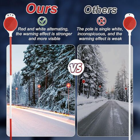 Driveway Markers, 8 Pack 48" Fiberglass Driveway Reflectors on Poles for Driveway Entrance Heavy Duty, Double Side Reflex, Red and White Alternating Thickened Metal Reflective Snow Stakes in Saudi Arabia